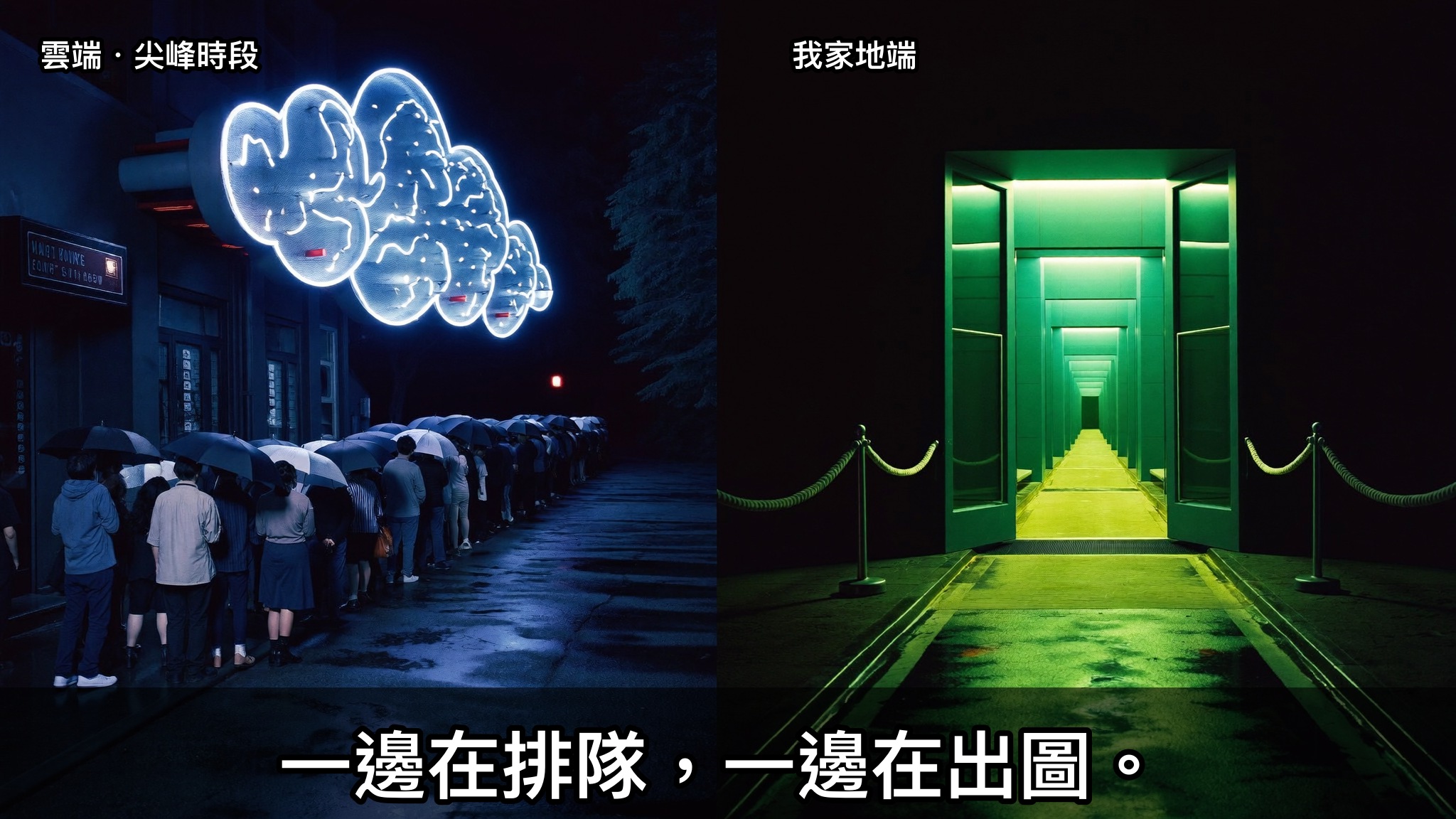 雲端尖峰時段在排隊，我家地端在出圖。